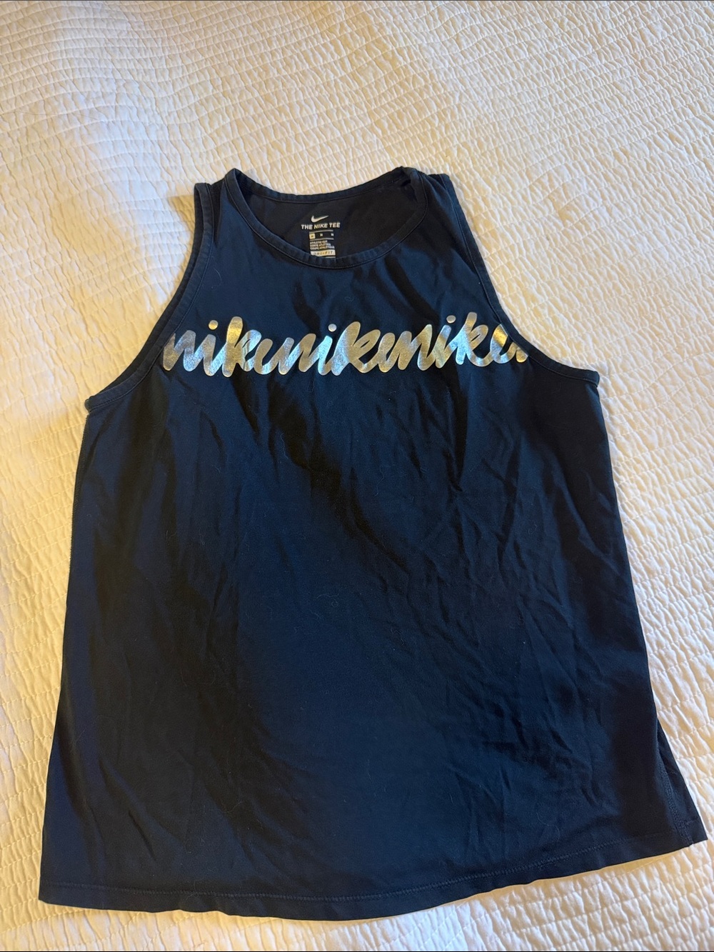 Nike Black Tank with Iridescent Silver Script